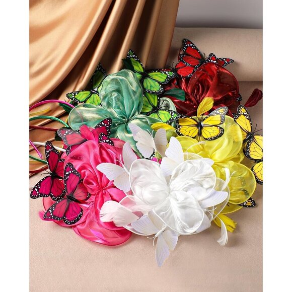 Organza Fascinator Hat Butterfly Hairpin Vintage Tea Party Race Headwear main image 6